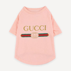 Pawcci Logo Web Stripe dog tee inspired by Gucci view 14
