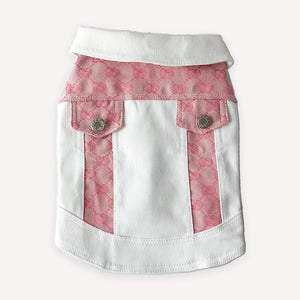 Pink Trim Denim dog vest inspired by Gucci view 4
