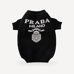 Monochrome dog sweater inspired by Prada view 2