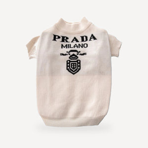 Monochrome dog sweater inspired by Prada view 5