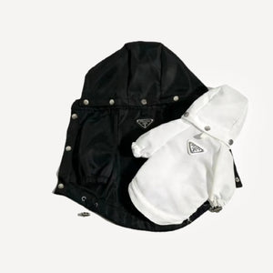 Waterproof dog windbreaker inspired by Prada
