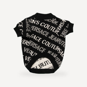 Couture Text dog sweater inspired by Versace view 4