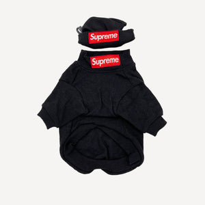 Sweatshirt dog hat inspired by Supreme