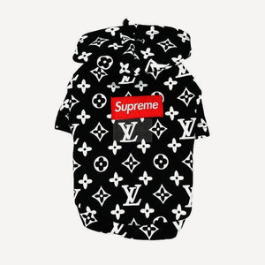 dog hoodie inspired by Supreme x Louis Vuitton view 2