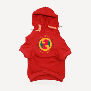 Vintage Disc dog hoodie inspired by Gucci, red, front view