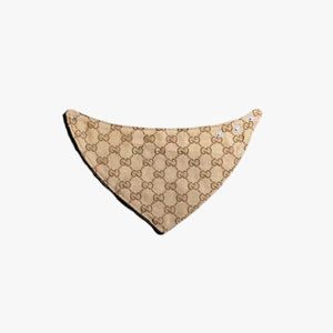 Khaki monogram snap dog bandana inspired by Gucci