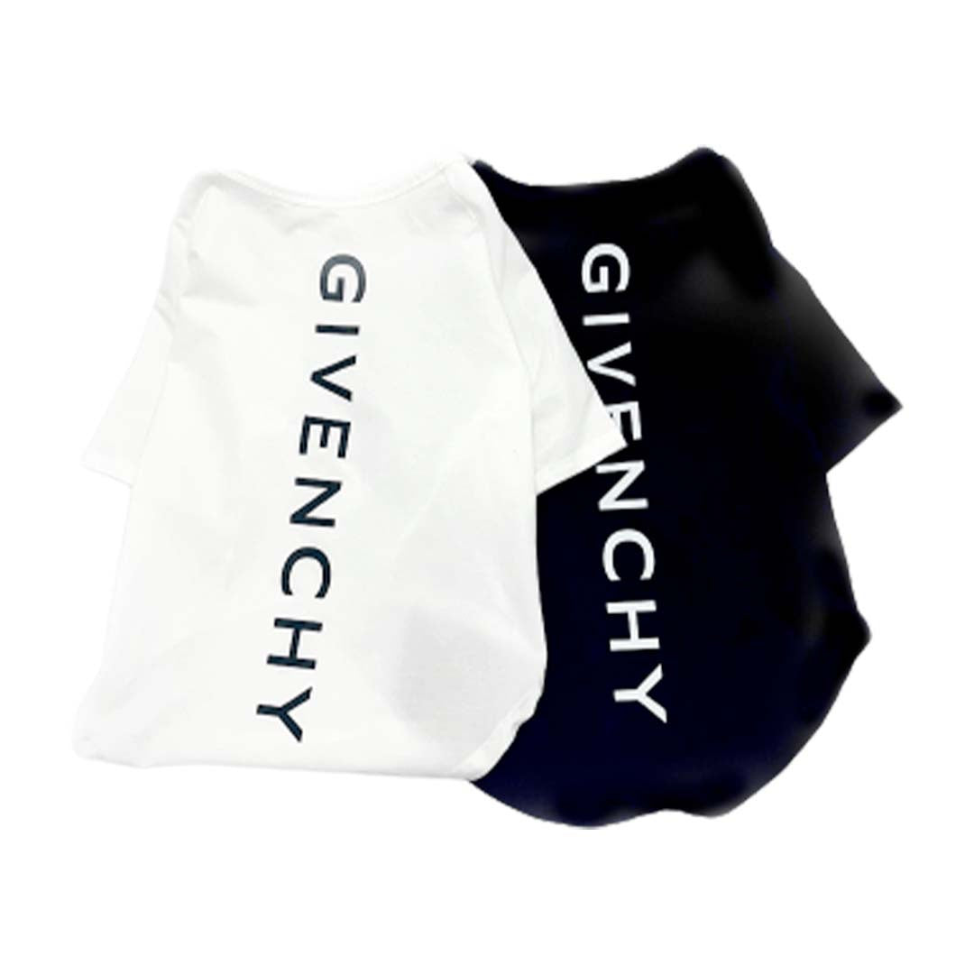 Black and white dog tees with GIVENCHY vertical logo Givenchy style comparison