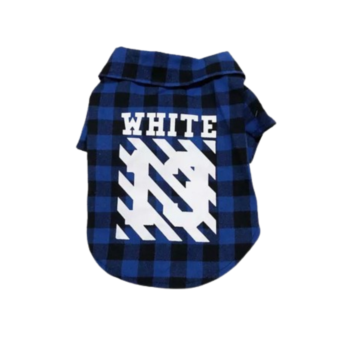 Woof-White Diagonal Plaid Hoodie