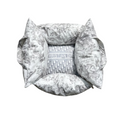 Grey Dogior oblique print dog bed with plush pillows and foldable design