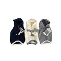 Navy grey beige knit dog hoodies with CDG heart logo and ribbed cuffs