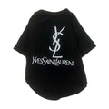 Black dog tee with YSL Yves Saint Laurent logo inspired by Saint Laurent