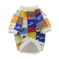 Multicolor patchwork dog sweatshirt with Nike logo blocks in blue orange yellow red