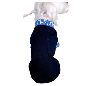 Back view of navy dog polo showing Dior Oblique print waistband and sleeve detail