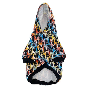 Dogior multicolor hoodie interior view with hood and kangaroo pocket detail
