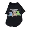 Black cotton dog tee with colorful Burberry-inspired bear print design