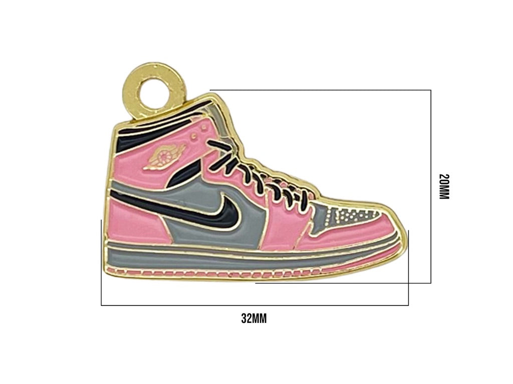 Pink Air Jordan style dog tag with size measurements 32mm x 20mm