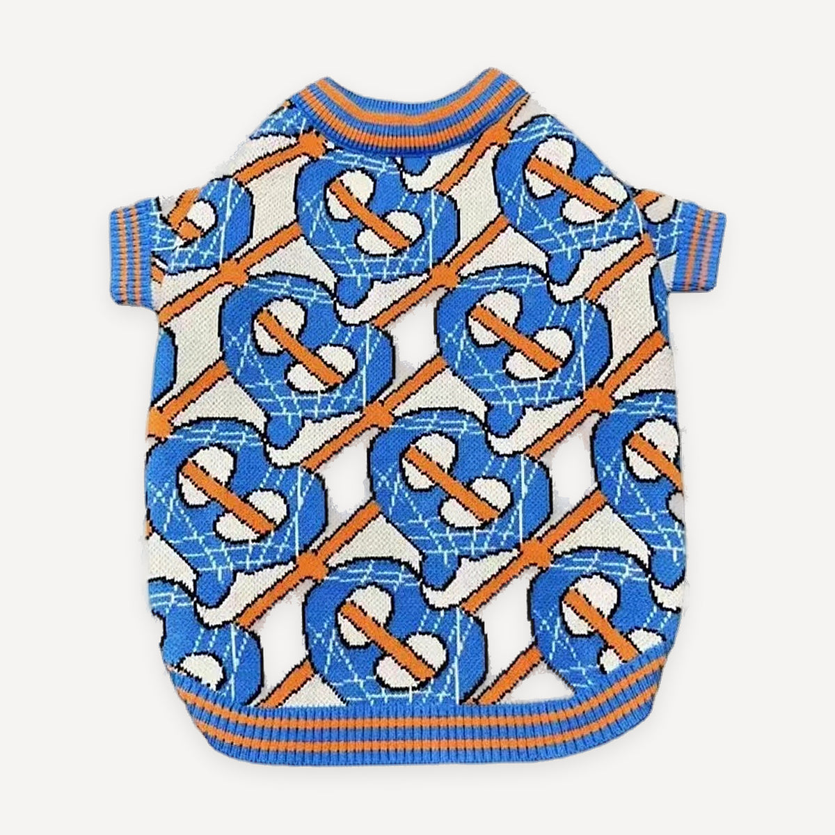 Blue Monogram Knit dog sweater inspired by Burberry