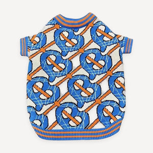 Blue Monogram Knit dog sweater inspired by Burberry view 2
