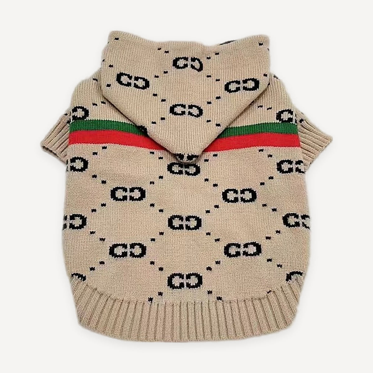 Web Stripe Monogram Knit dog hoodie inspired by Gucci view 2