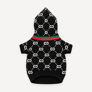 Web Stripe Monogram Knit dog hoodie inspired by Gucci view 3
