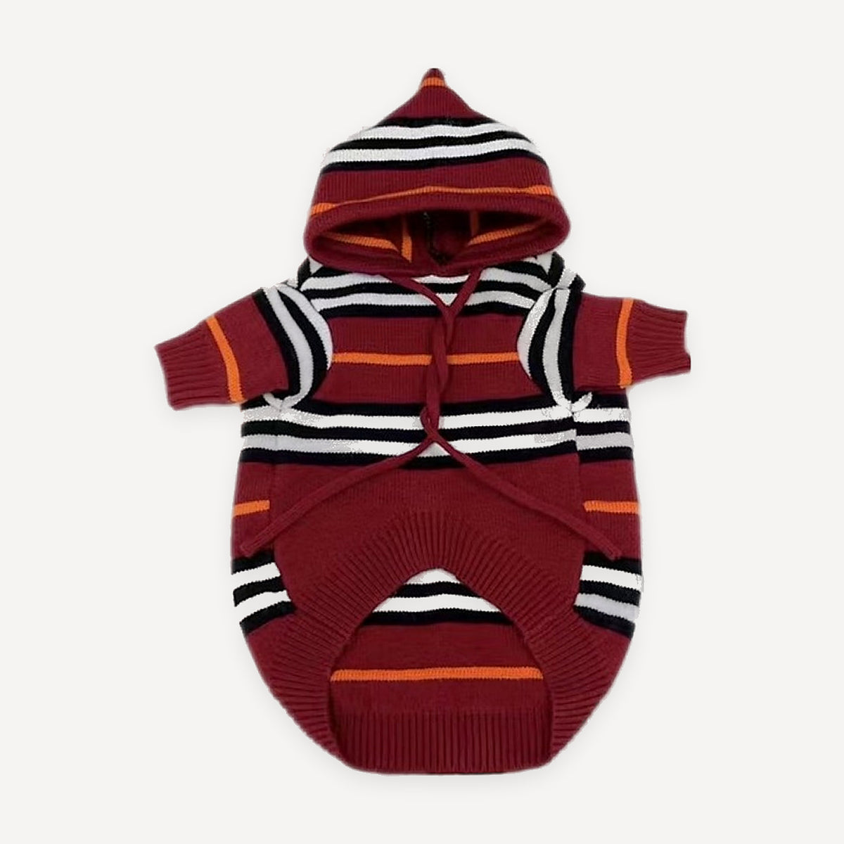Striped Hooded Knit With Letter Patch dog sweater view 3