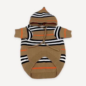 Striped Hooded Knit With Letter Patch dog sweater view 2