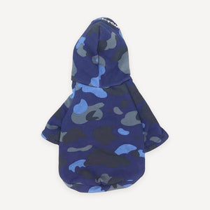 Blue Camo Print dog hoodie view 4