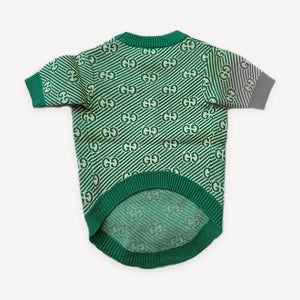 Green Monogram Knit dog sweater inspired by Gucci view 2
