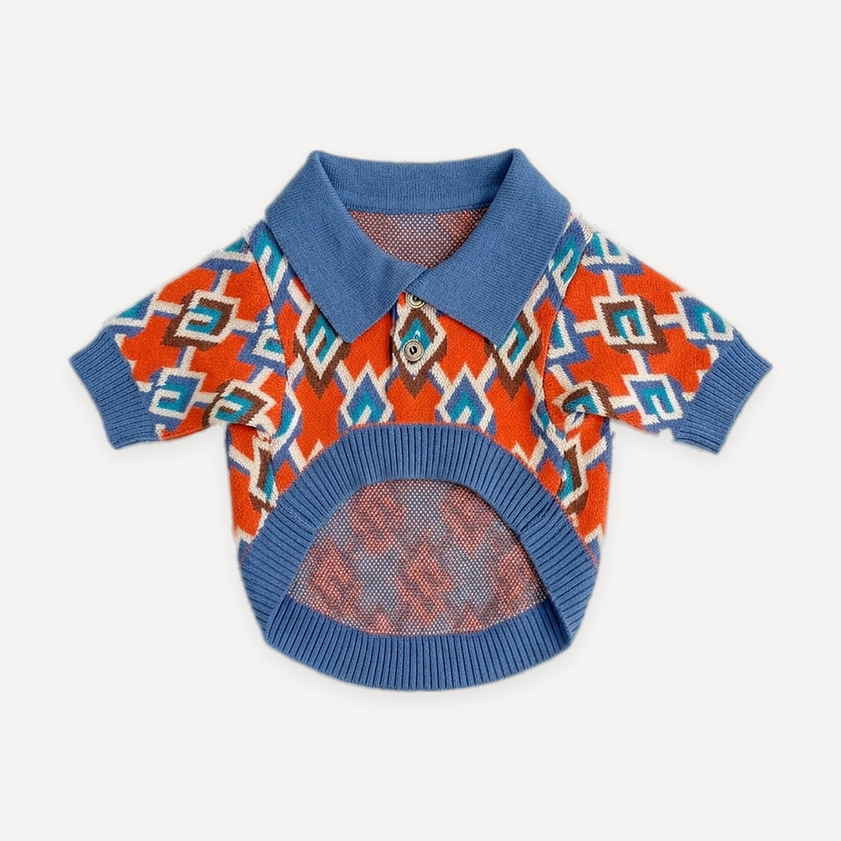 Geometric Print Knit dog polo