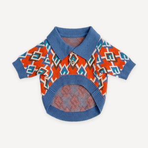 Geometric Print Knit dog polo