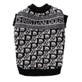 Black and cream knit dog sweater with Dior inspired monogram pattern flat lay