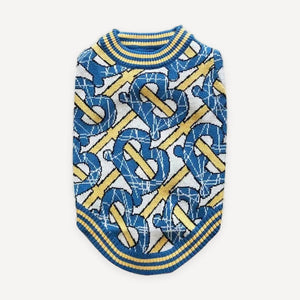 Monogram Stripe Trim Knit dog sweater inspired by Burberry view 2