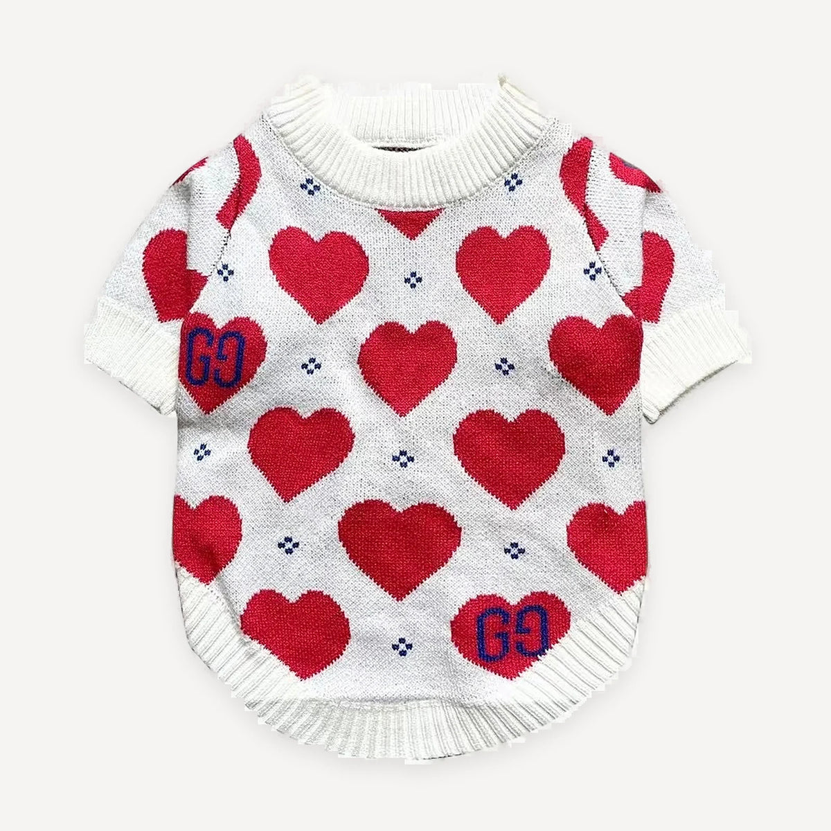 Heart Monogram Knit dog sweater inspired by Gucci view 2
