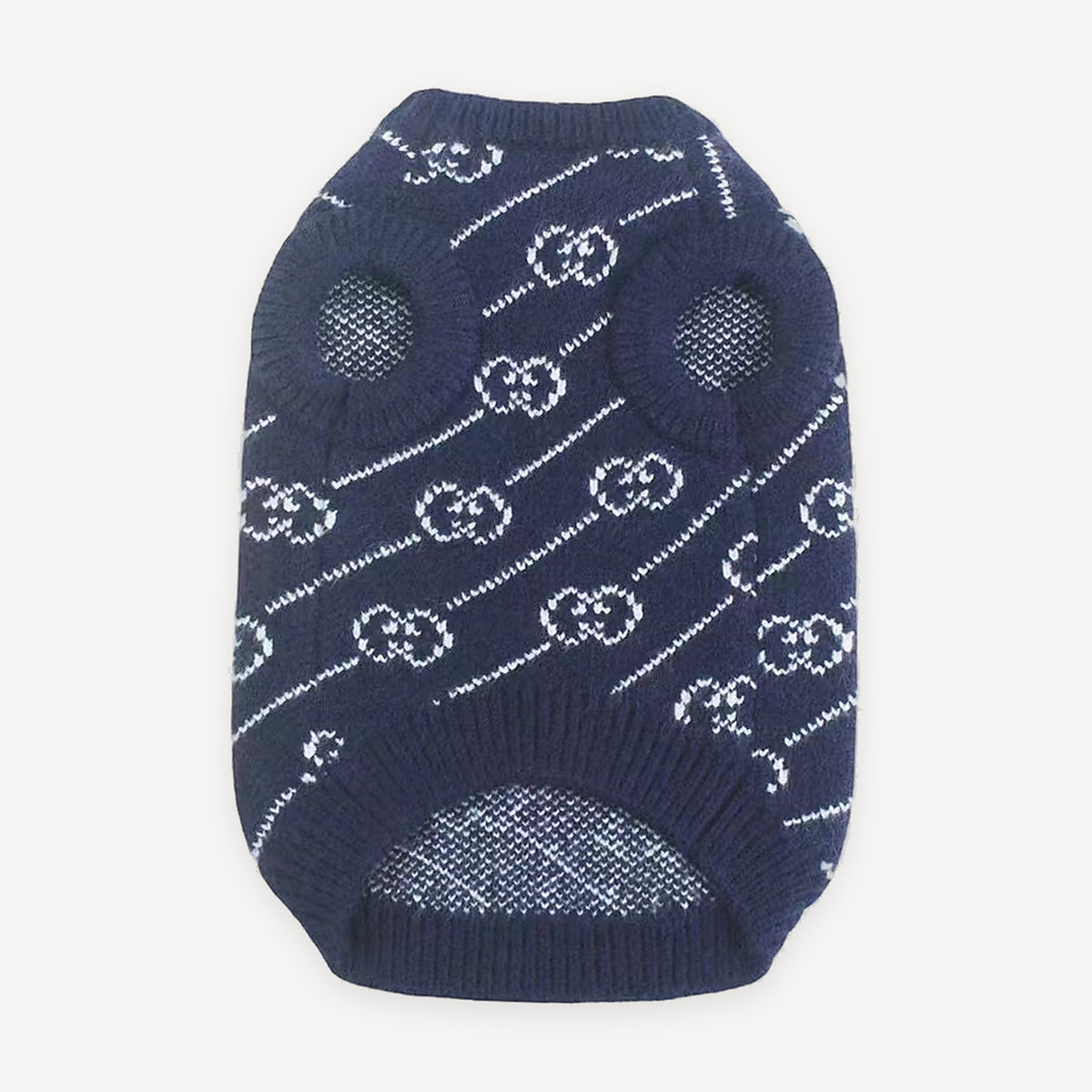 Navy Swirl Logo Knit dog sweater inspired by Gucci view 2