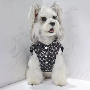 Navy NY Monogram Vest on a dog