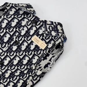 Dogior Navy Collared Vest detail