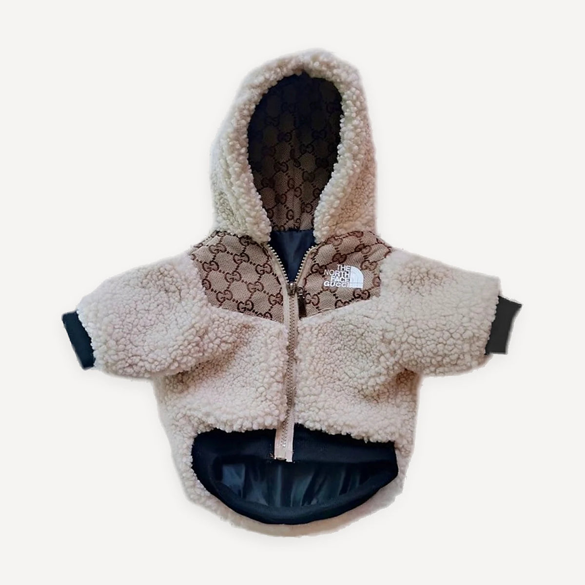 Sherpa Monogram dog jacket inspired by The North Face view 2