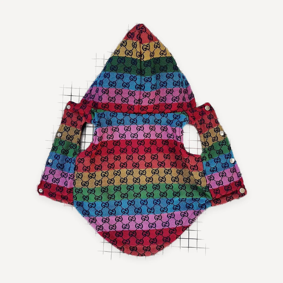 Quilted Hooded With Rainbow Hood Trim dog jacket view 3