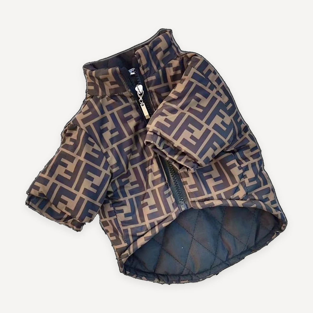 Monogram Lined Quilted dog jacket inspired by Fendi view 3