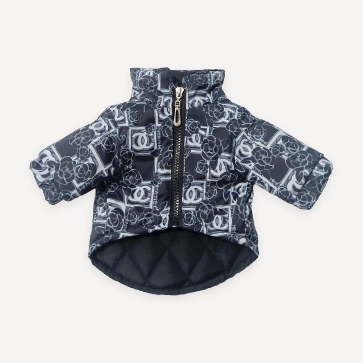 Rose Print dog puffer inspired by Chanel