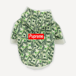 Money Print dog hoodie inspired by Supreme view 3