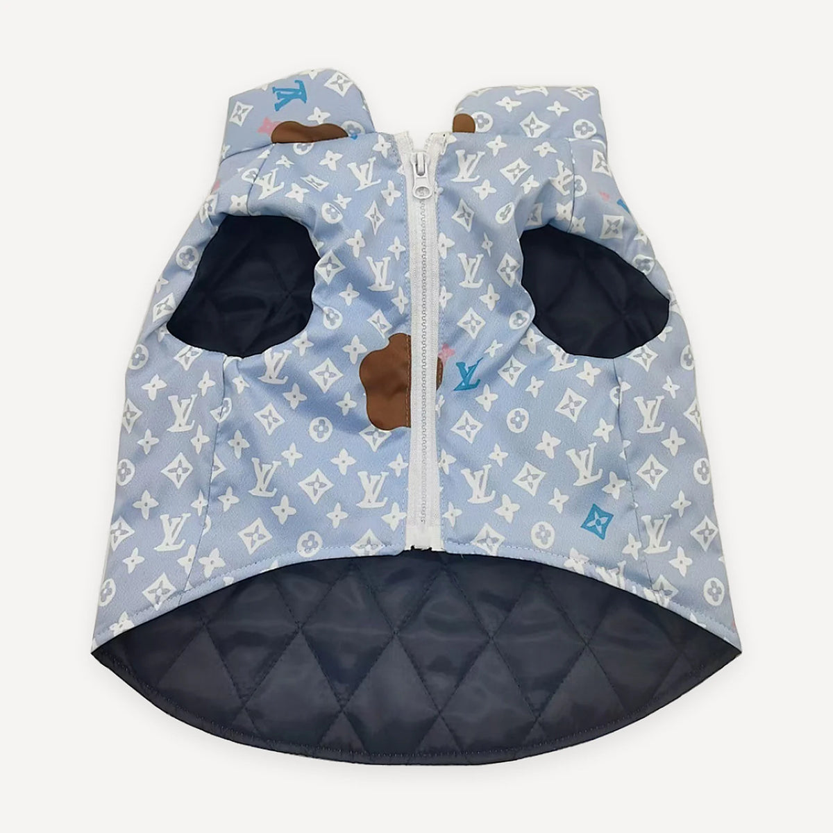 Sky Blue Monogram dog vest inspired by Louis Vuitton view 2