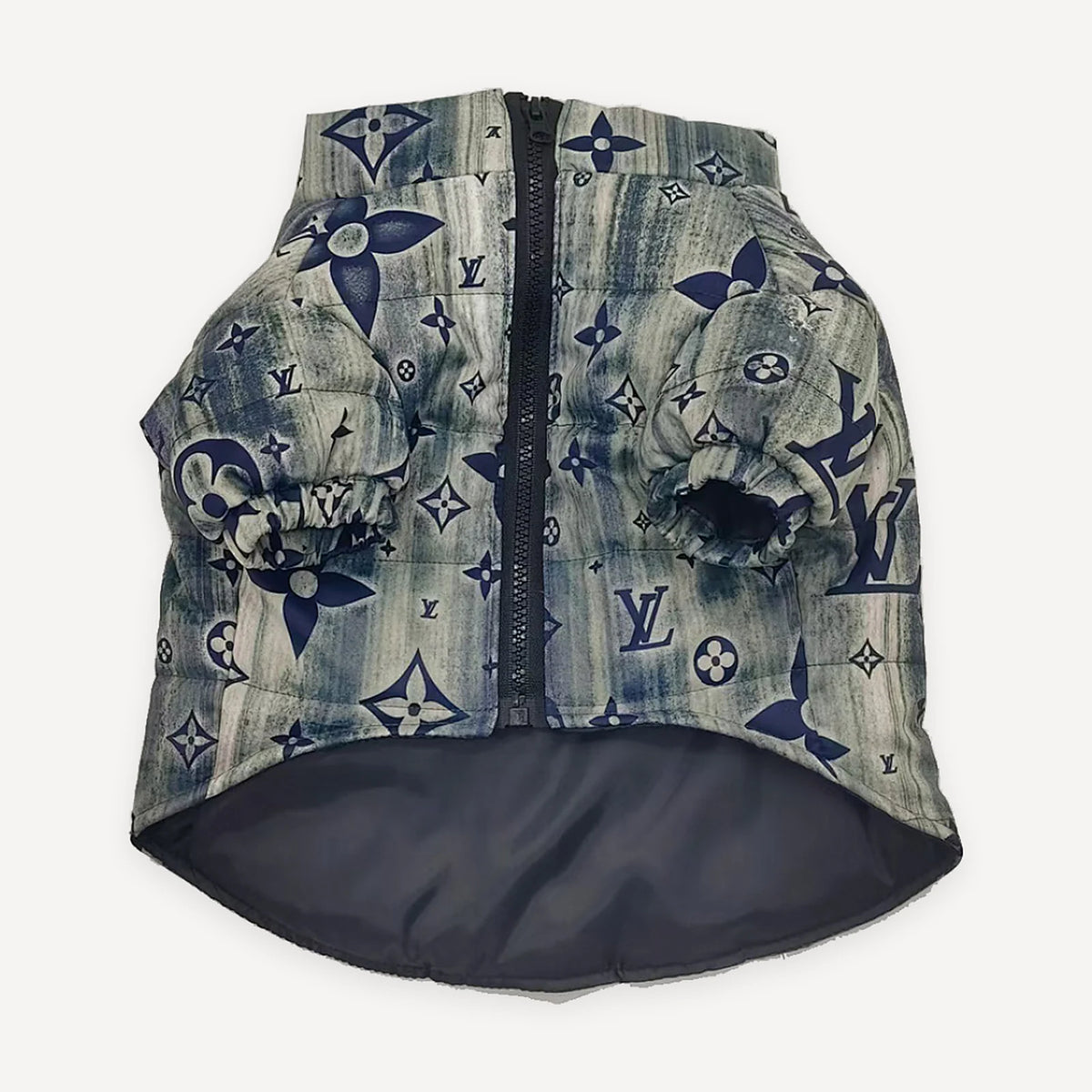 Tonal Monogram Denim dog jacket inspired by Louis Vuitton view 3