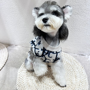 Dogior Cream Oblique Sweater Vest on a dog