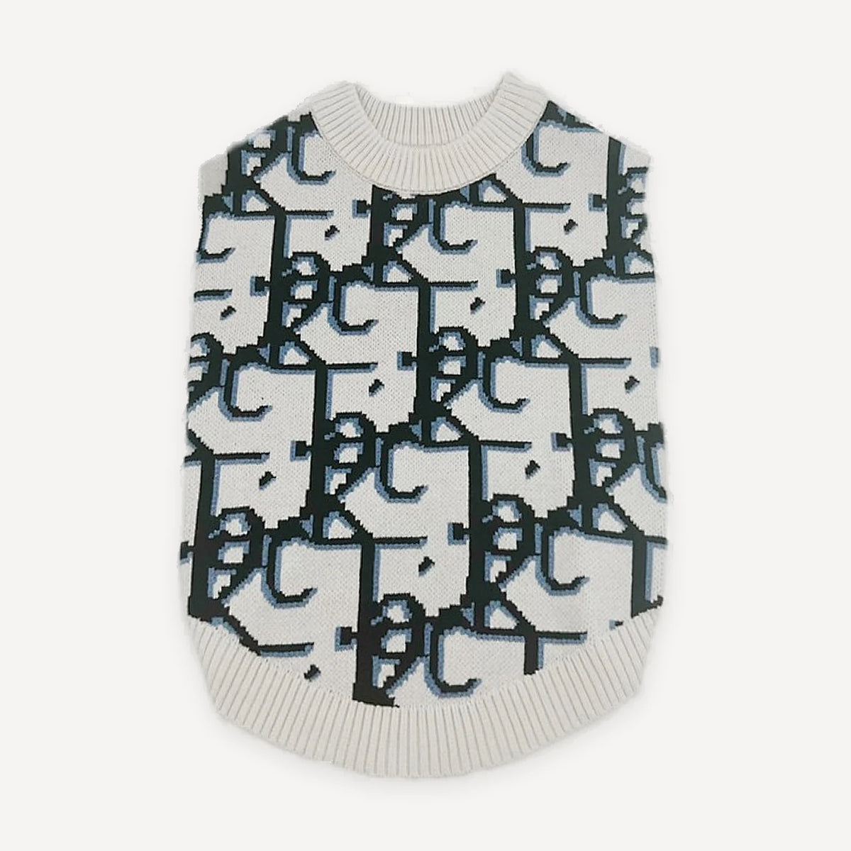 Cream Oblique Knit dog sweater inspired by Dior view 2