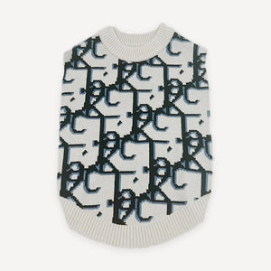 Cream Oblique Knit dog sweater inspired by Dior view 2