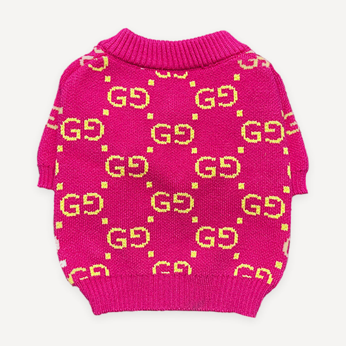 Pink Monogram Knit dog sweater inspired by Gucci view 3