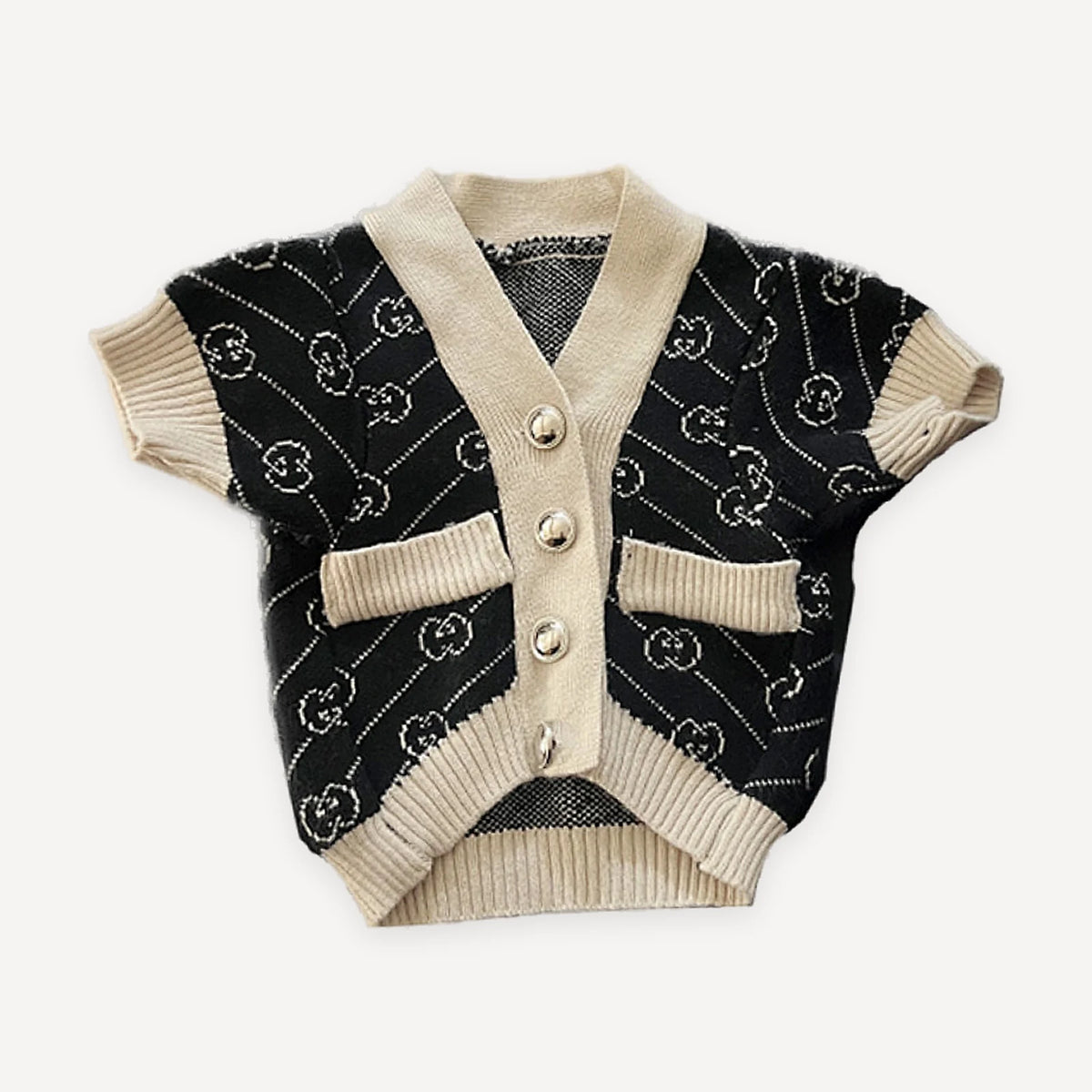 Outline Monogram dog cardigan inspired by Gucci view 2