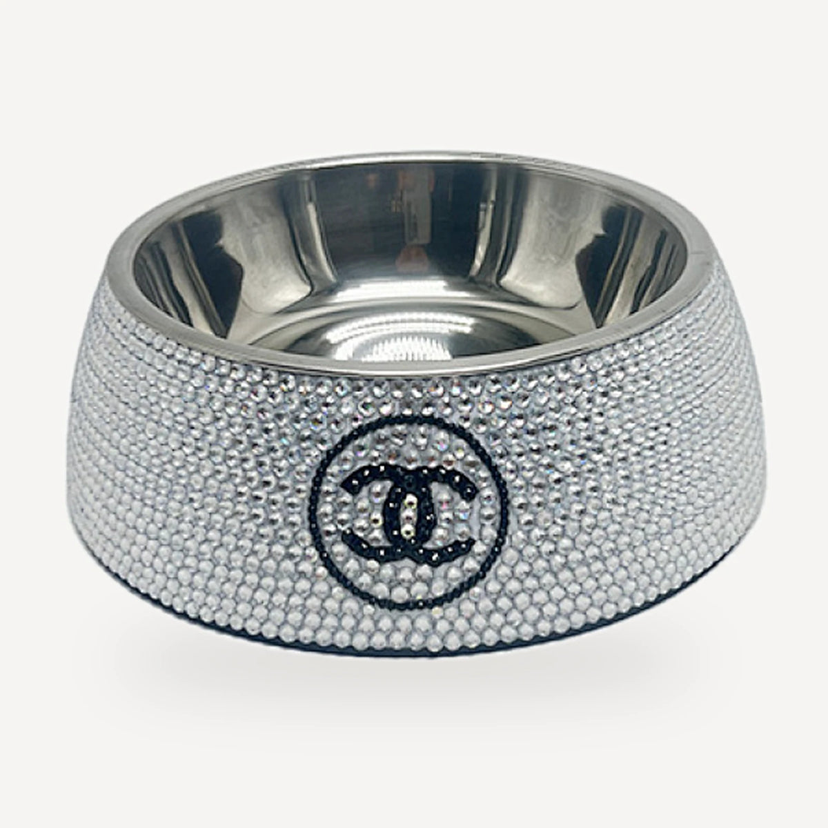 Crystal Logo Dog dog bowl inspired by Chanel