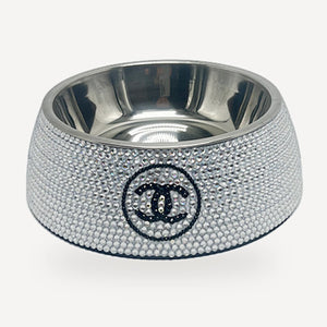 Crystal Logo Dog dog bowl inspired by Chanel